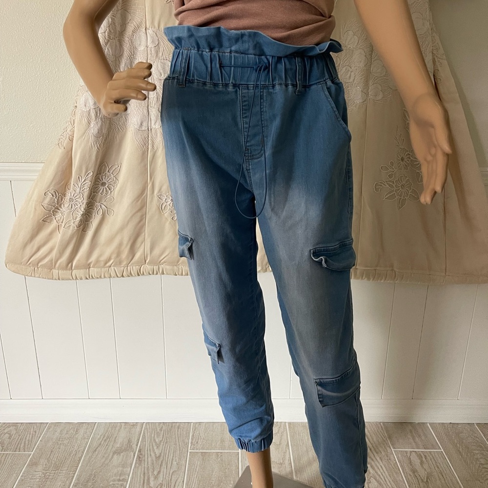 VIP Cargo-paper bag style jeans with elastic band top